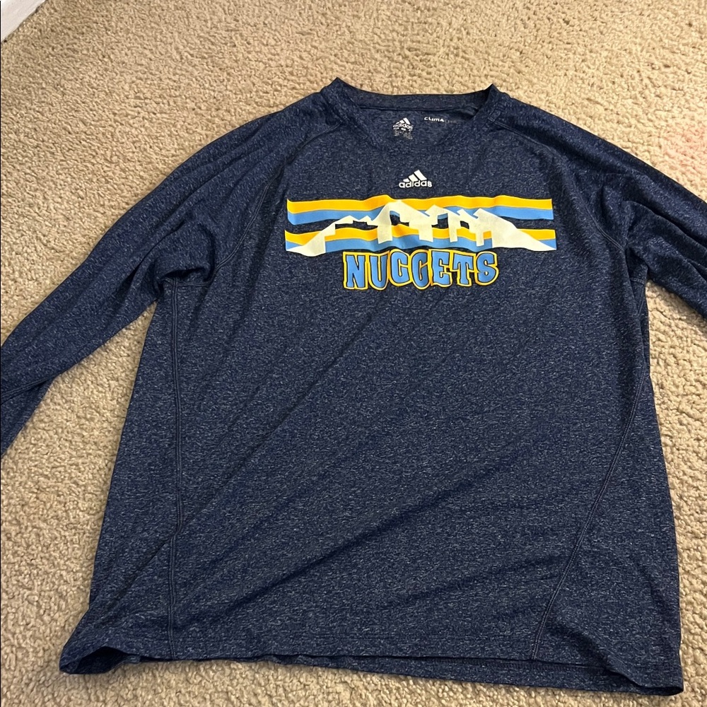 Adidas Navy Long Sleeve Shirt with Yellow and White Graphics